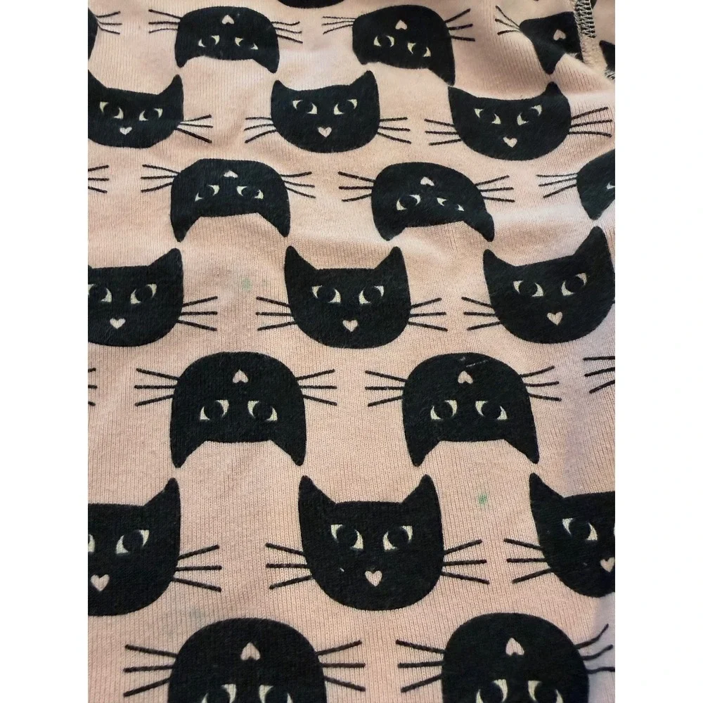 Hanna Andersson Pink Black Cat Face Organic Cotton‎ Pajama Top Kids 160 US 14